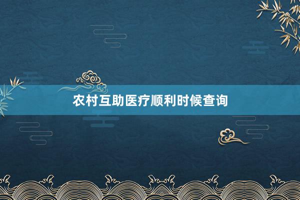 农村互助医疗顺利时候查询